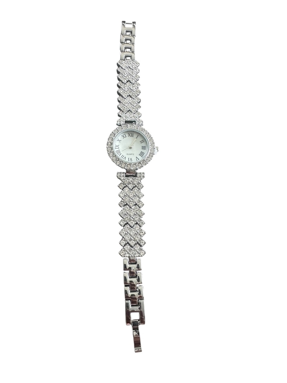 Silver Rhinestone Accented Quartz Watch - Picture 2 of 8